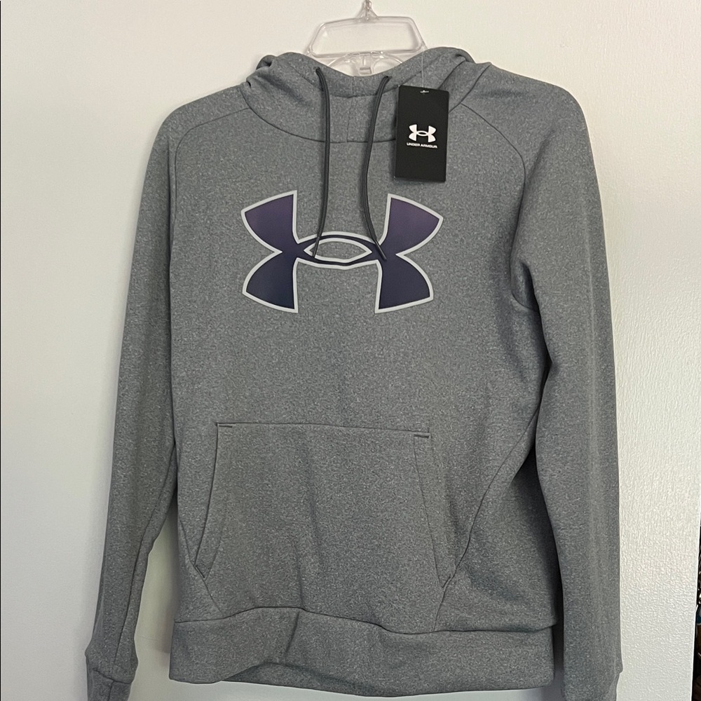 Under Armour Heather Gray Hoodie with Purple Emblem